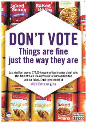 Don't Vote poster - low incomes beans